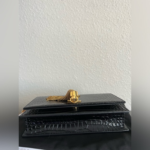 Saint Laurent Kate Croc Embossed Wallet on Chain Handbag - Picture 7 of 13